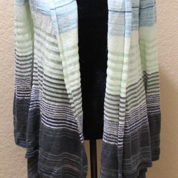 Calvin Klein Jeans M Striped Knit Open Front Cardigan Waterfall Hem - Picture 10 of 10
